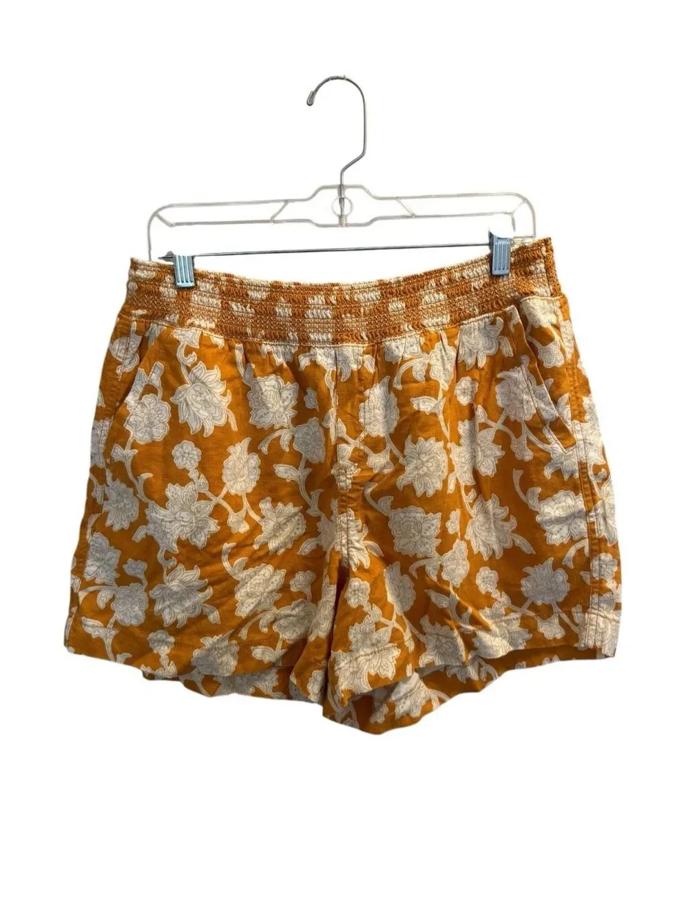 Briggs orange floral linen elastic waist shorts size XL new with tags!